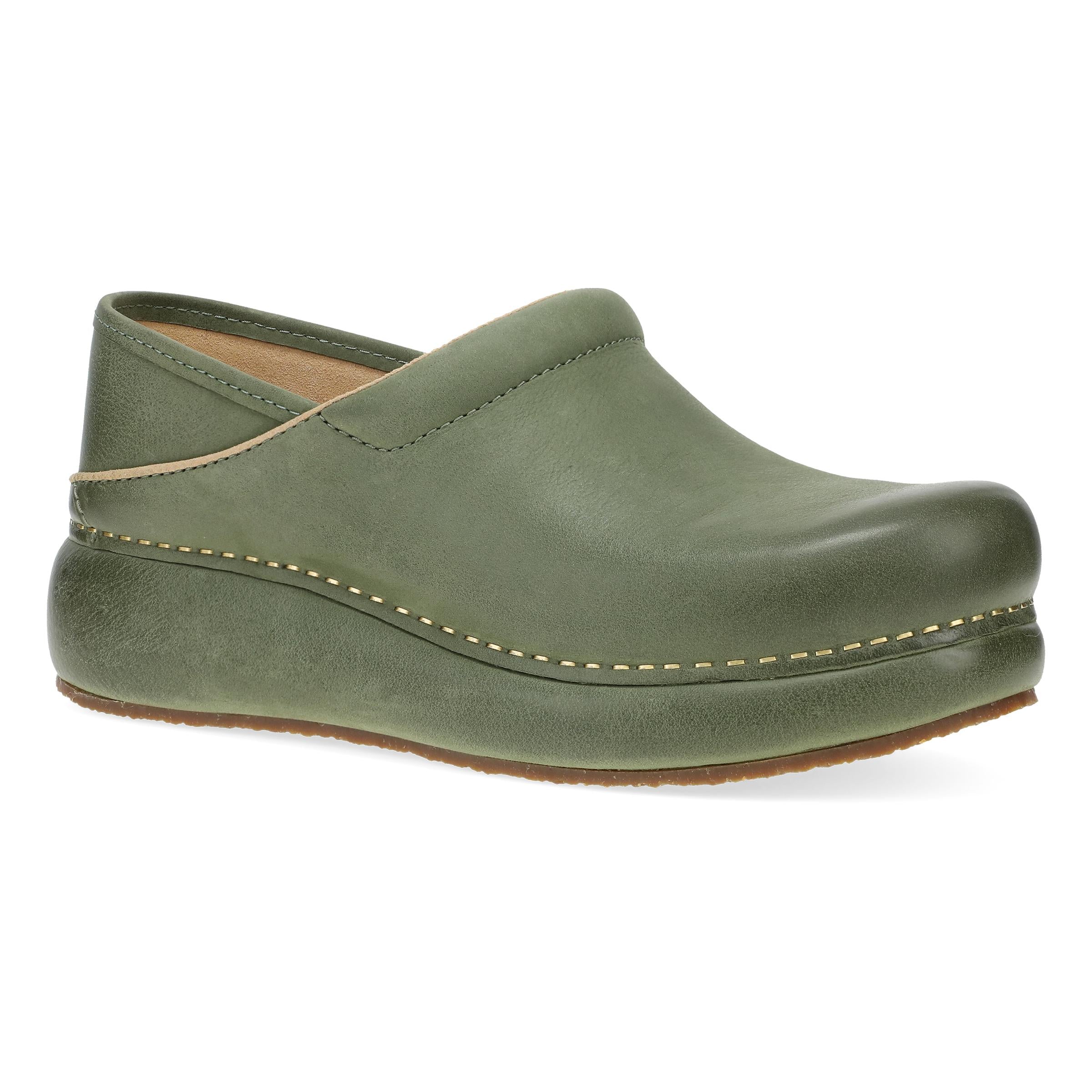 Green Burnished Nubuck Platform Pro Shoes