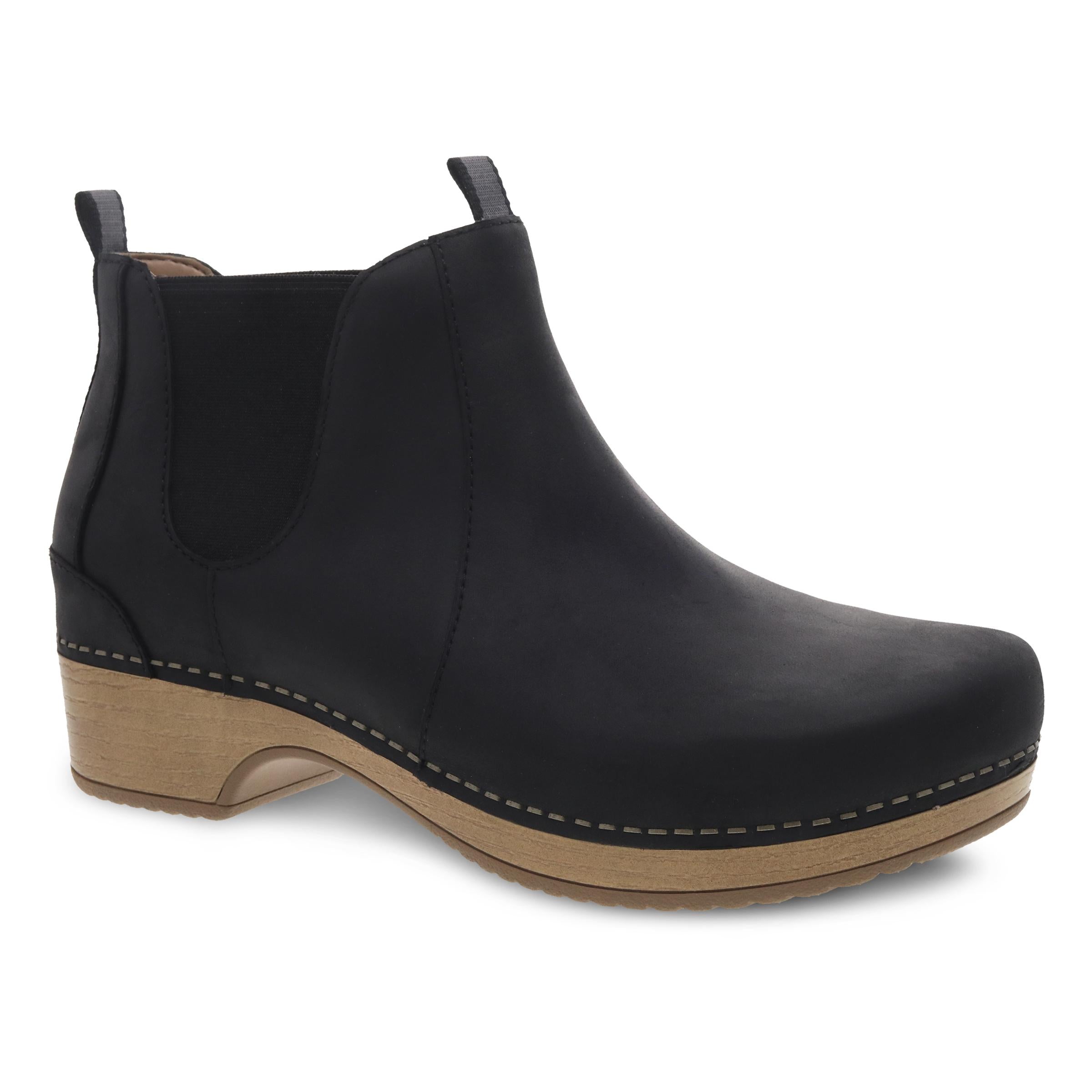 Becka Black Oiled Leather Pull-Up Boots