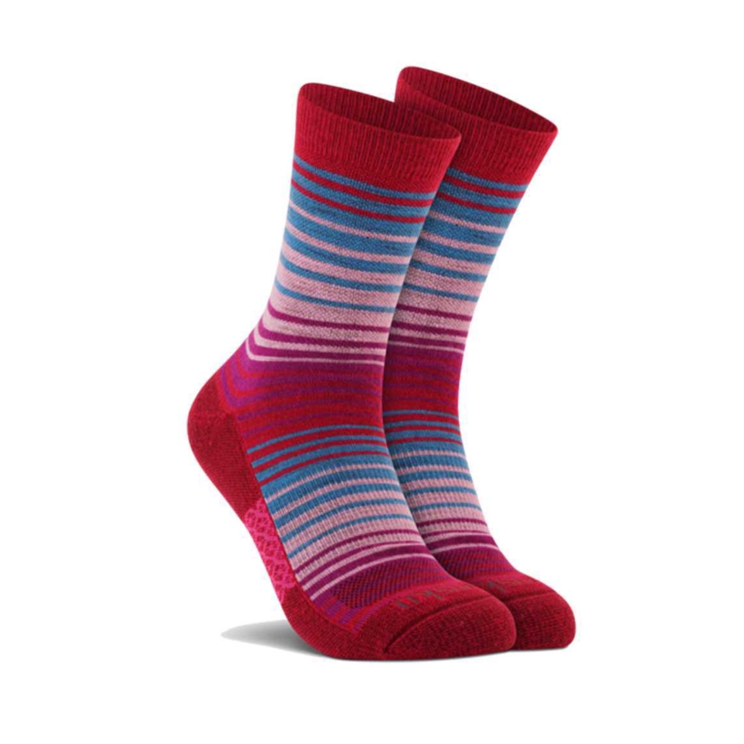 Red Striped Merino Wool Crew Socks