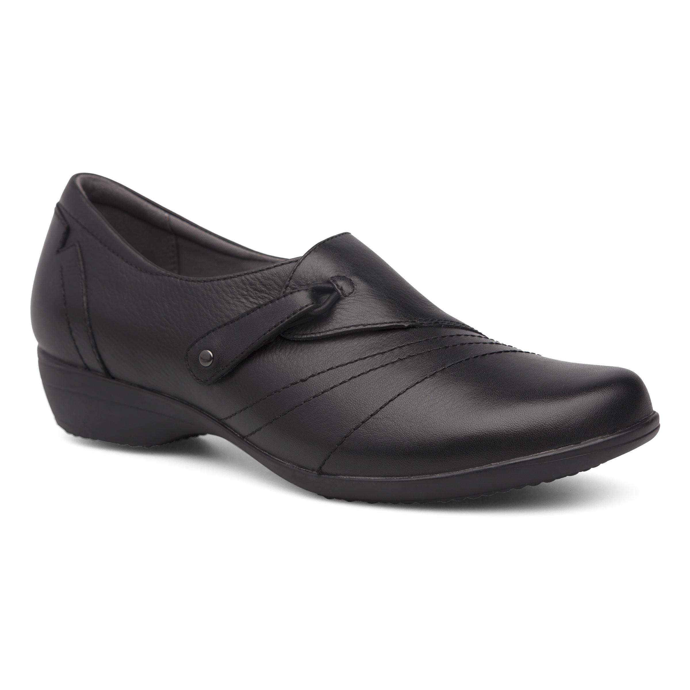 Franny Black Leather Wide Shoes