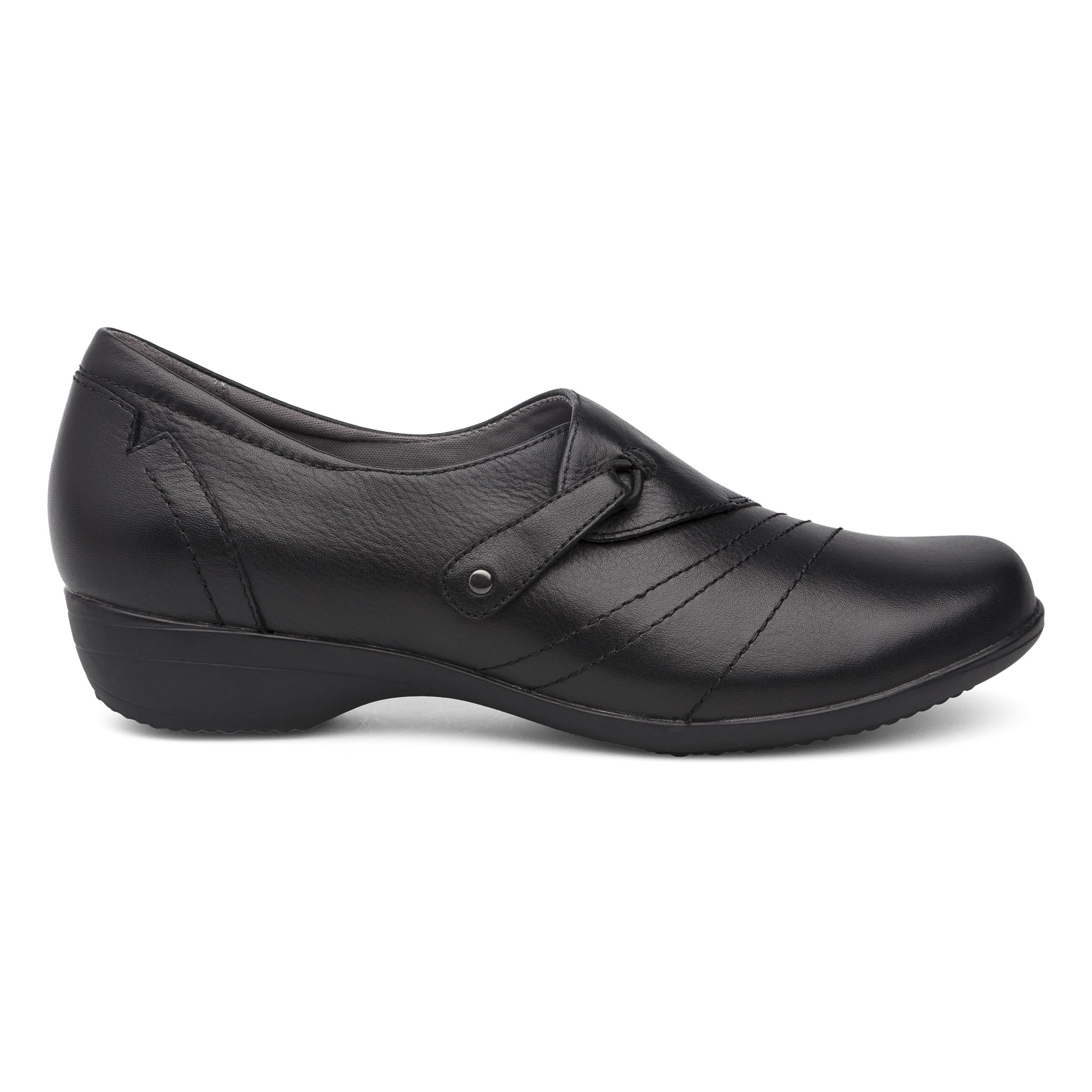 Franny Black Leather Wide Shoes