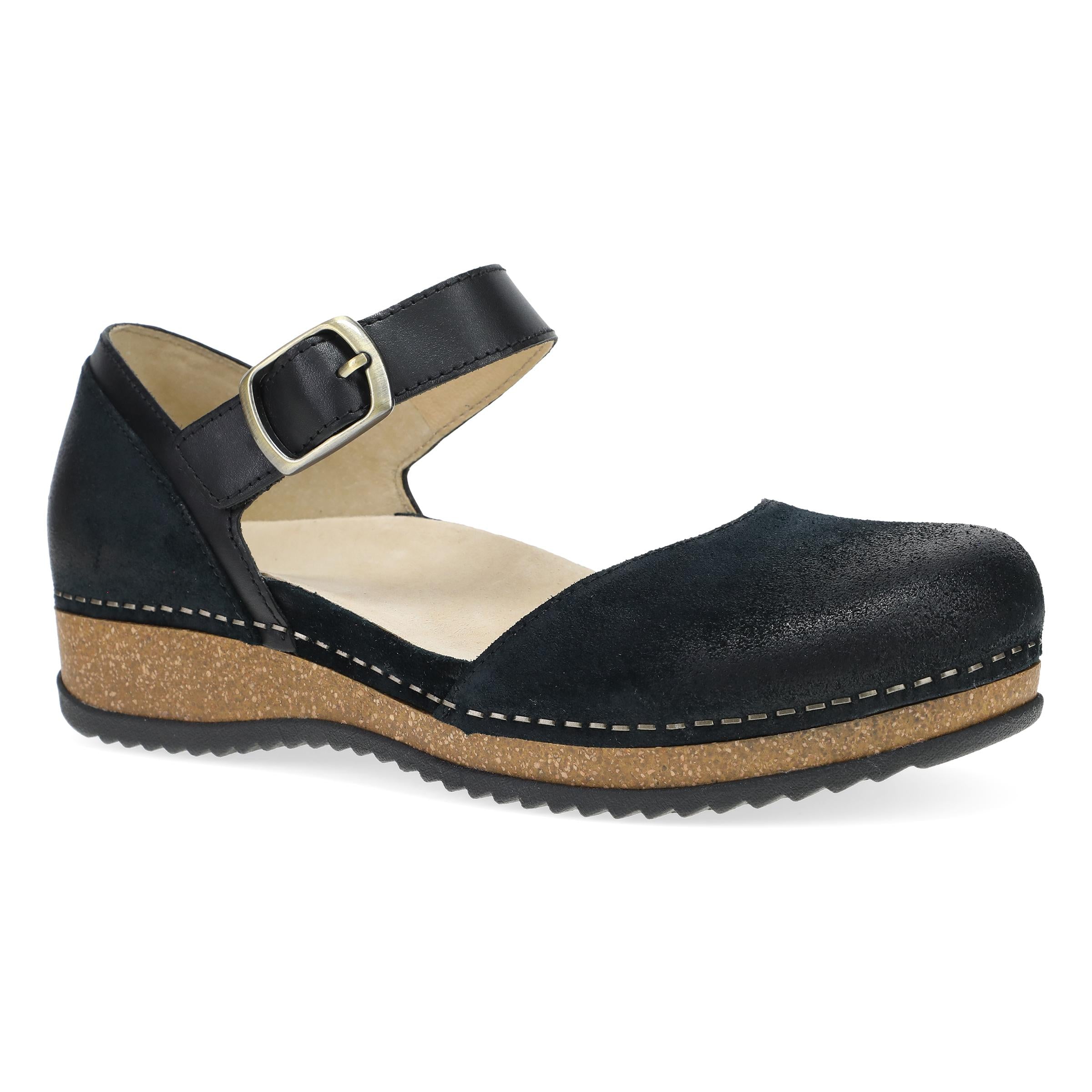 Black Burnished Suede Shoes by Mae