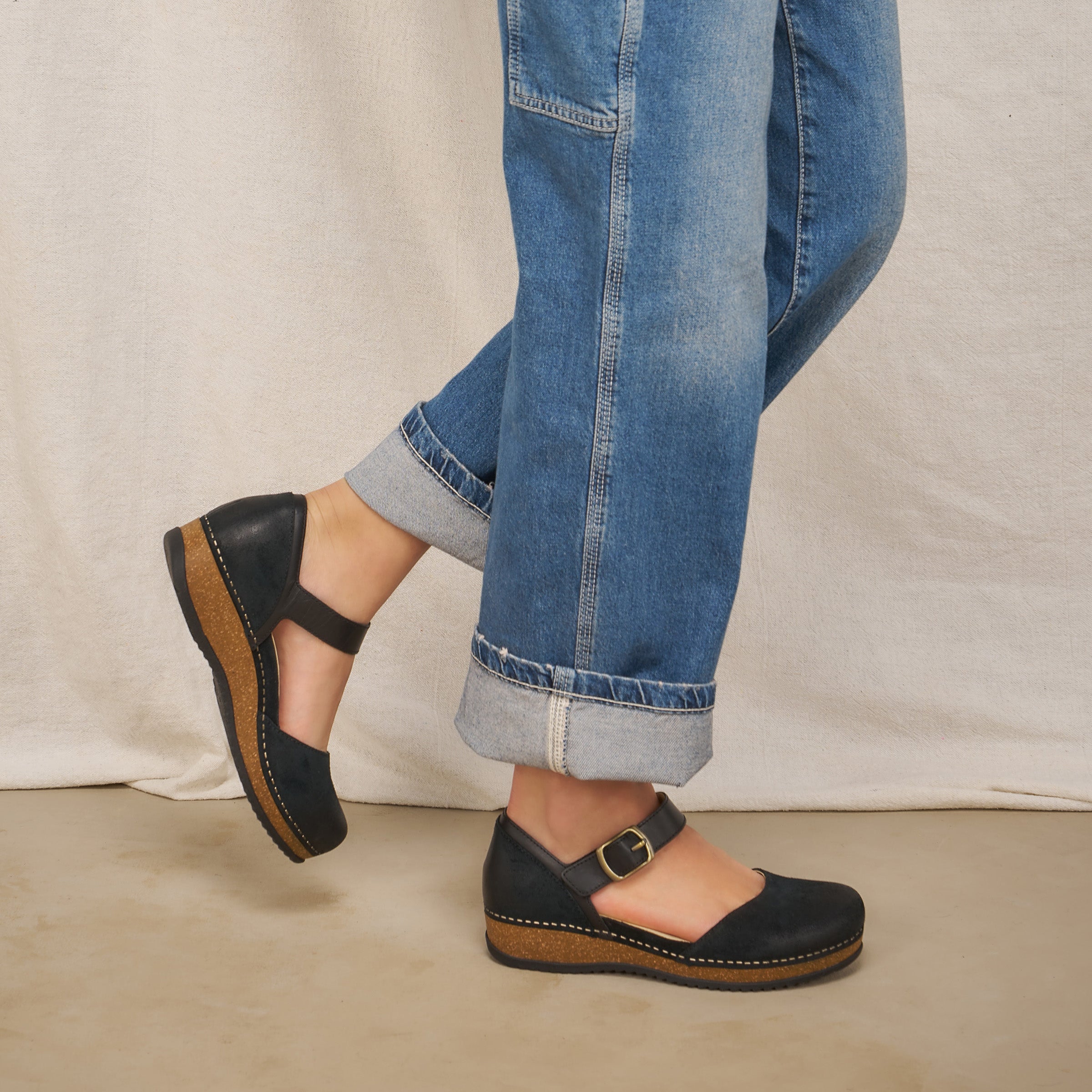 Black Burnished Suede Shoes by Mae
